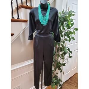 Koh Koh Women's Black Polyester Boat Neck 3/4 Sleeve Casual Jumpsuit Size L